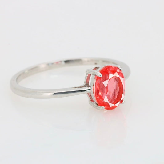 Topacio Natural Rosa Naranja Anillo en Plata 925 Certificada