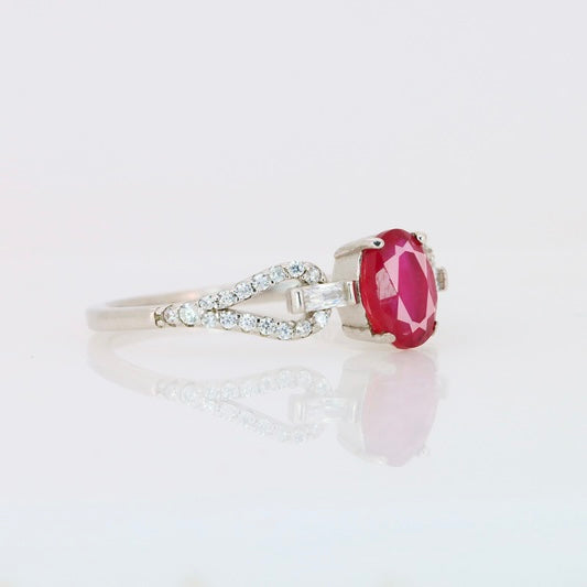 Anillo de Rubí Natural Rojo Intenso en Plata 925 Certificada