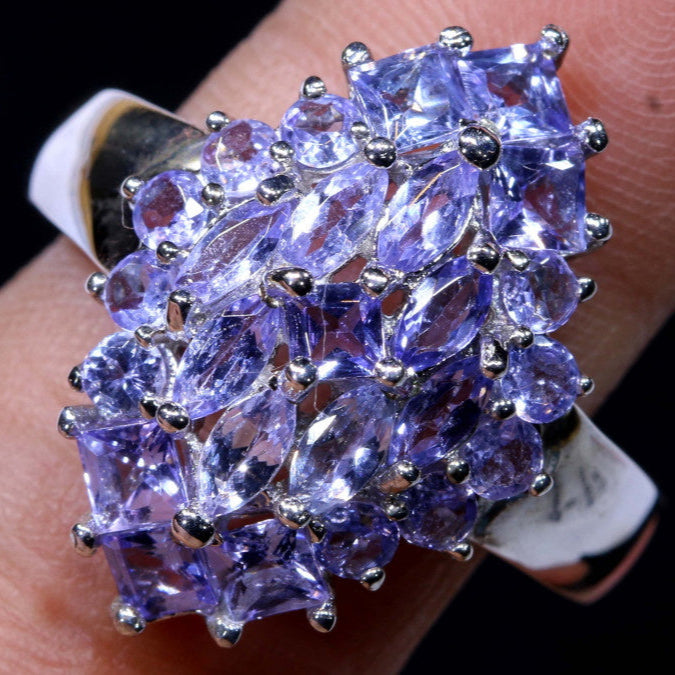 Royal Mist – Anel de Tanzanita Natural em Prata 925 Tamanho 10