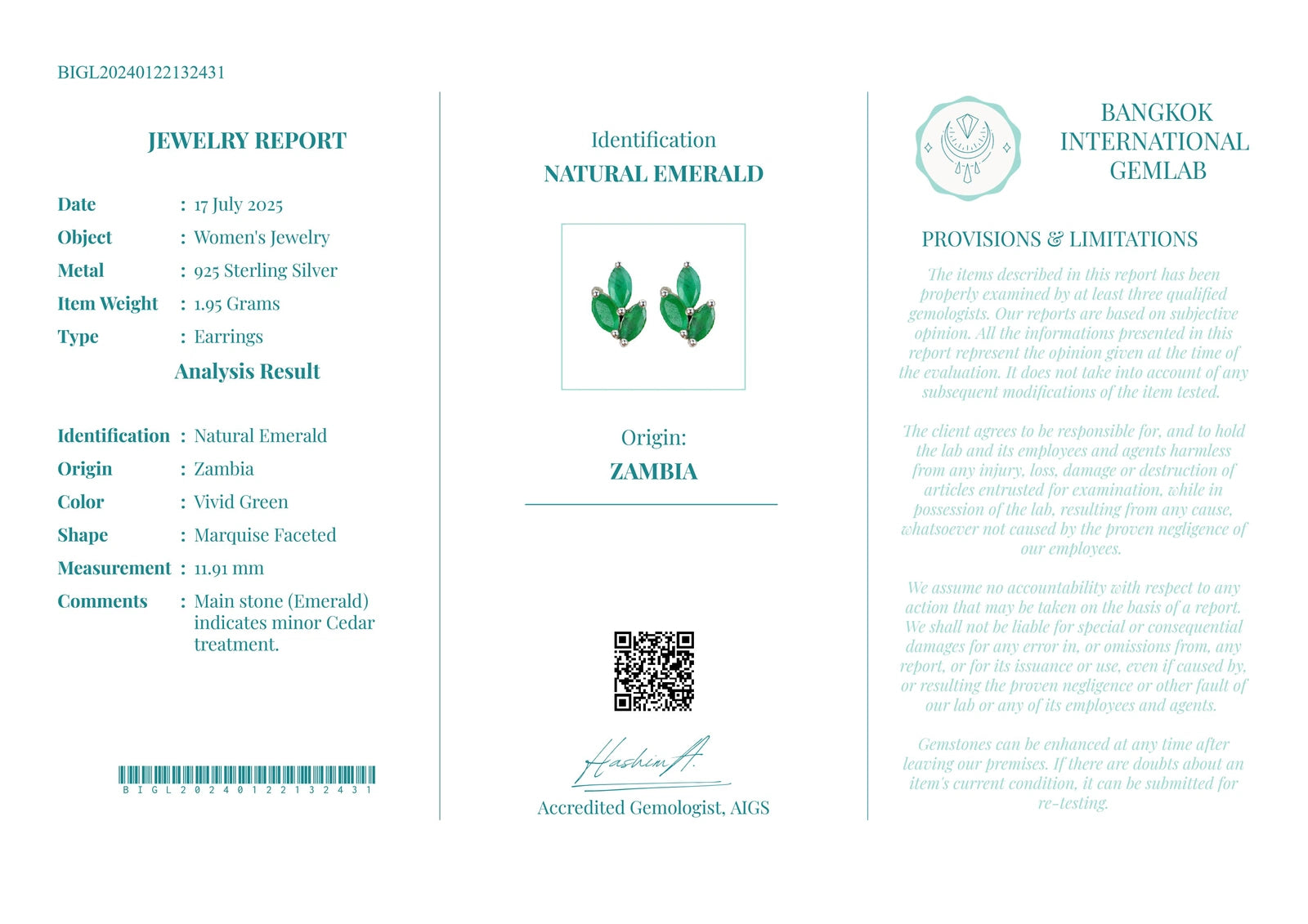 Aretes de Esmeraldas Naturales de Zambia en Plata 925