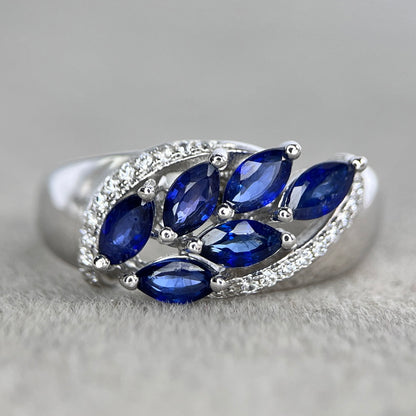 Midnight Gaze – Bague en argent 925 avec saphirs naturels