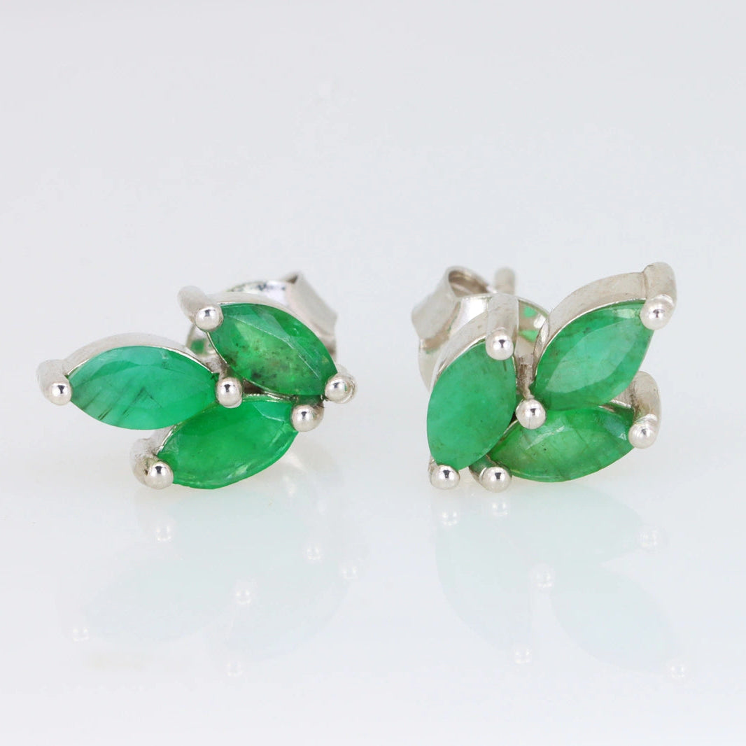 Aretes de Esmeraldas Naturales de Zambia en Plata 925