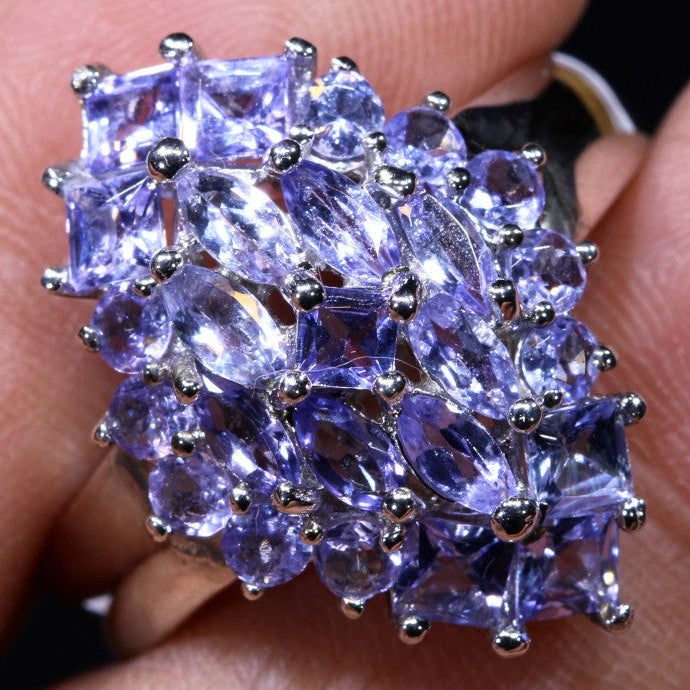 Royal Mist – Anel de Tanzanita Natural em Prata 925 Tamanho 10