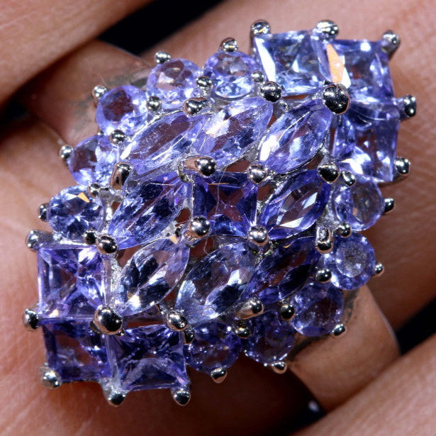 Royal Mist – Anel de Tanzanita Natural em Prata 925 Tamanho 10