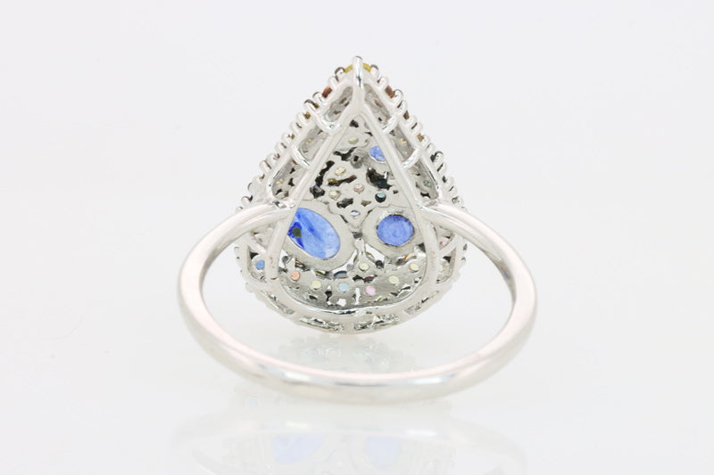 Lágrima do Sri Lanka – Anel de prata 925 e safiras naturais multicoloridas