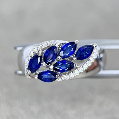 Midnight Gaze – Bague en argent 925 avec saphirs naturels