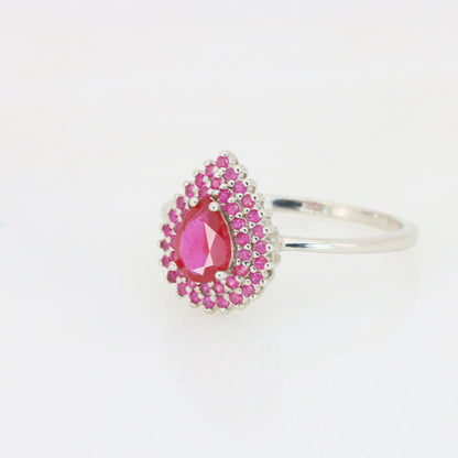 Couronne rose – Bague rubis naturel et saphirs roses en argent 925