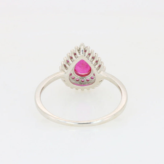 Couronne rose – Bague rubis naturel et saphirs roses en argent 925