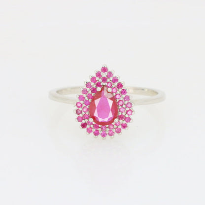 Couronne rose – Bague rubis naturel et saphirs roses en argent 925