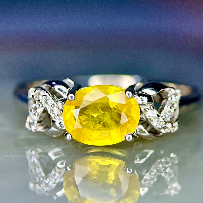 Bague Cœur Solaire – Saphir Jaune et Argent 925