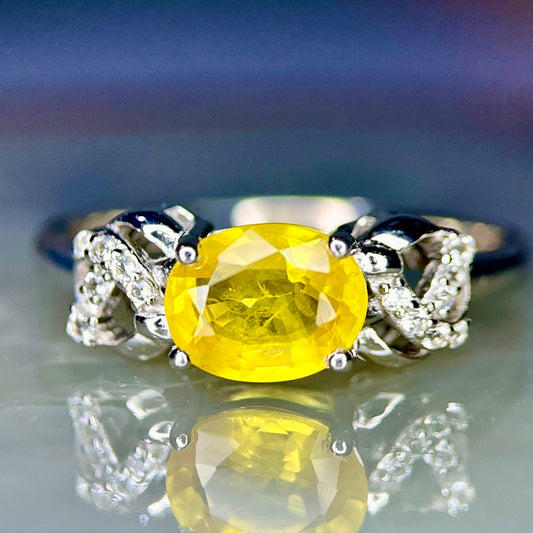 Bague Cœur Solaire – Saphir Jaune et Argent 925