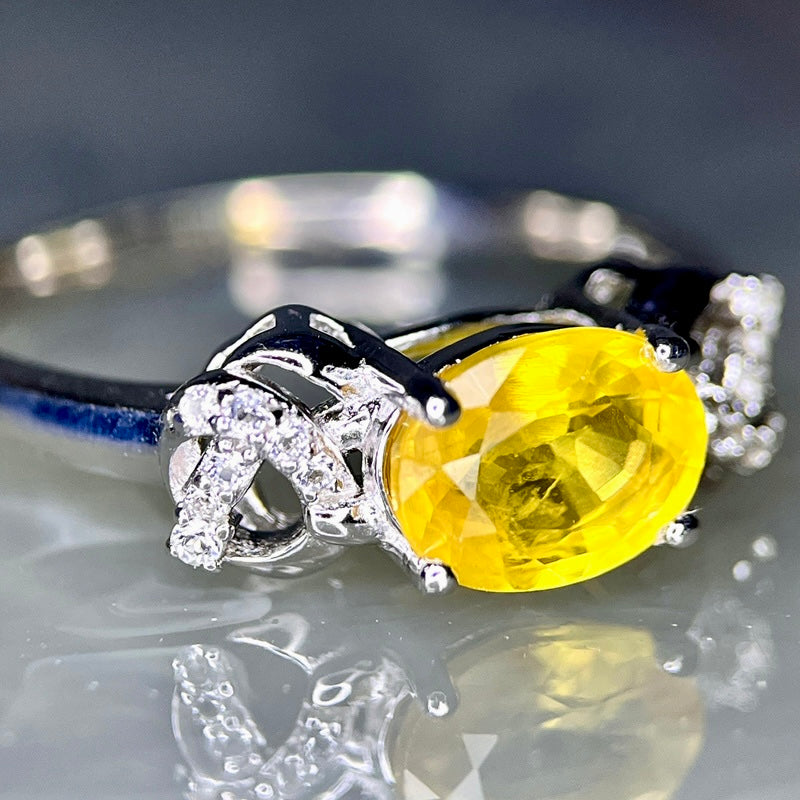 Bague Cœur Solaire – Saphir Jaune et Argent 925