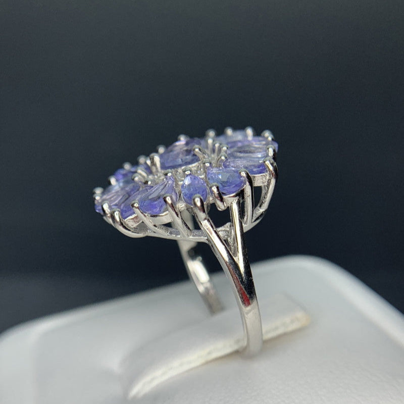 Flor de Neblina – Anillo de Tanzanitas Naturales en Plata 925