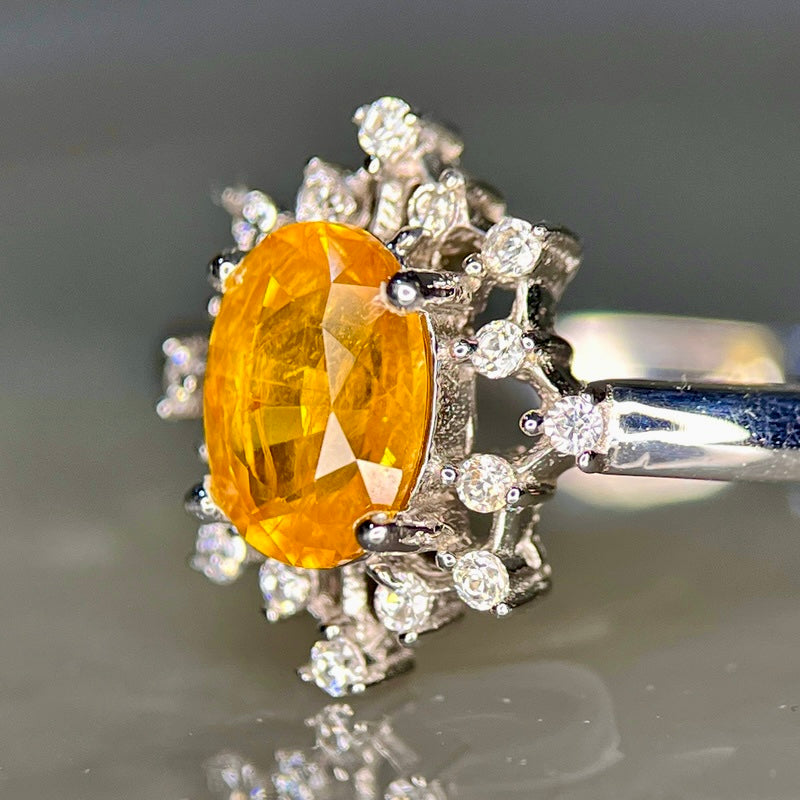 Trono de Luz – Anel de Safira Amarela Natural Tamanho 9