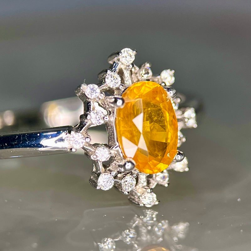 Trono de Luz – Anel de Safira Amarela Natural Tamanho 9