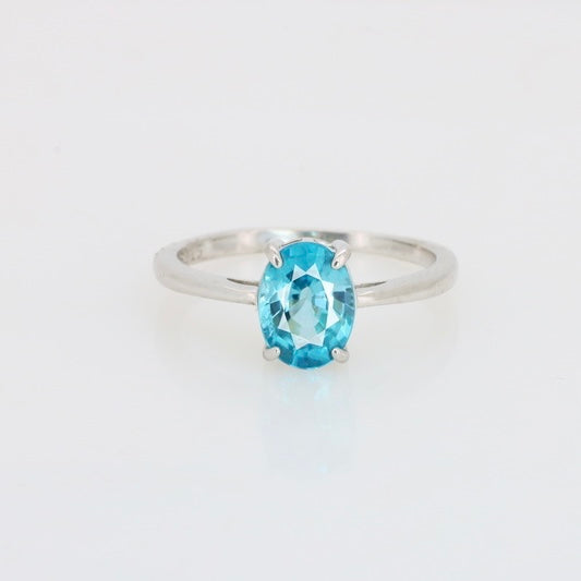 Anillo de Circón Natural Azul en Plata 925 Certificada