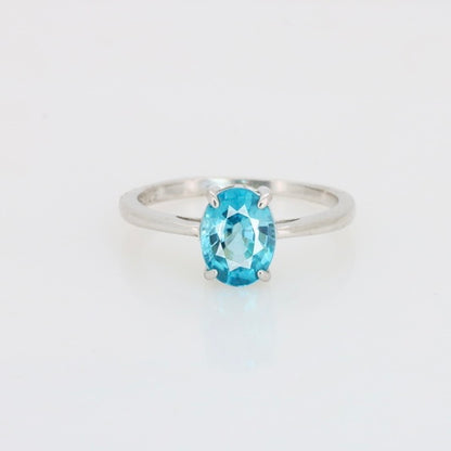 Anillo de Circón Natural Azul en Plata 925 Certificada