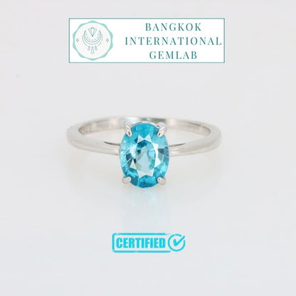 Anillo de Circón Natural Azul en Plata 925 Certificada