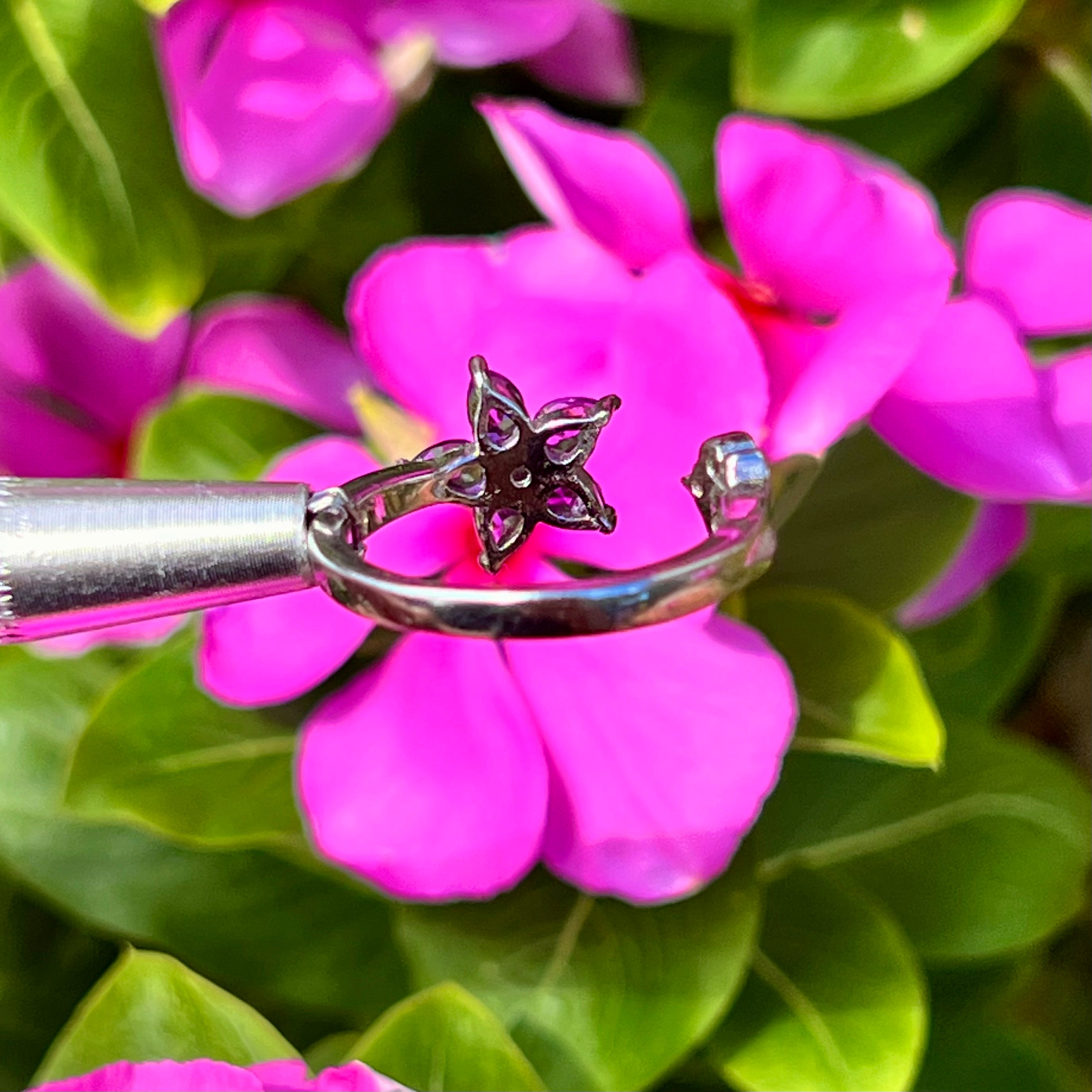 Flor de Ametista – Anel Ajustável em Prata de Lei 925