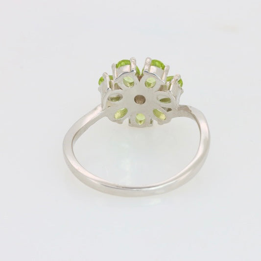 Anillo Flor de Peridoto Natural en Plata 925 Certificada