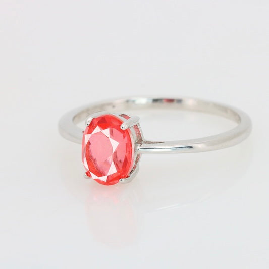 Topacio Natural Rosa Naranja  Anillo en Plata 925 Certificada