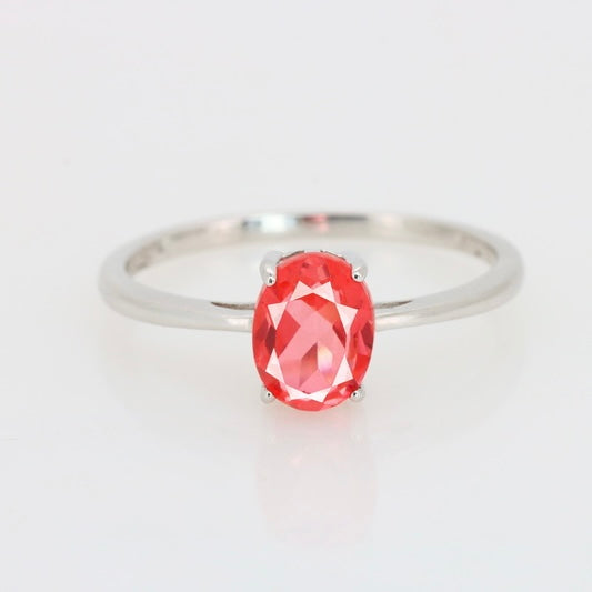 Topacio Natural Rosa Naranja  Anillo en Plata 925 Certificada