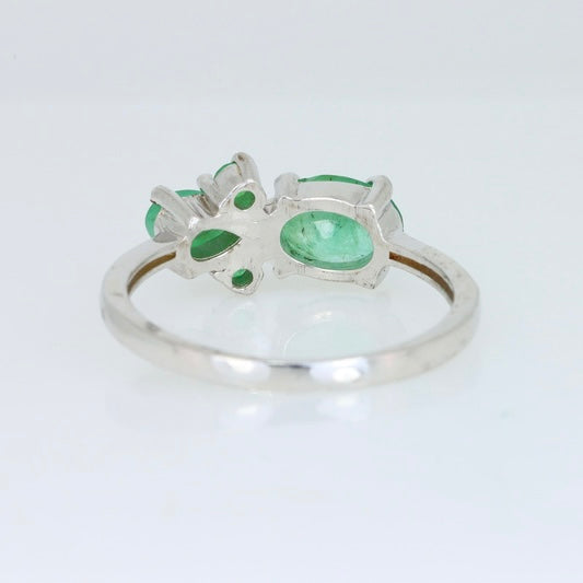 Anillo de Esmeralda Natural Verde Intenso en Plata 925 Certificada