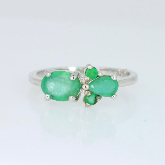 Anillo de Esmeralda Natural Verde Intenso en Plata 925 Certificada