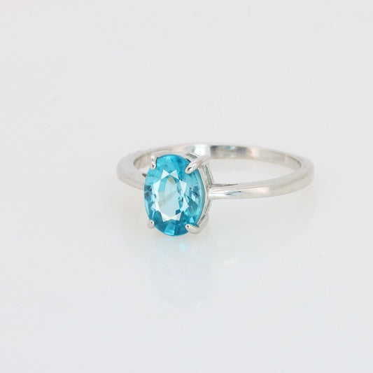 Anillo de Circón Natural Azul en Plata 925 Certificada