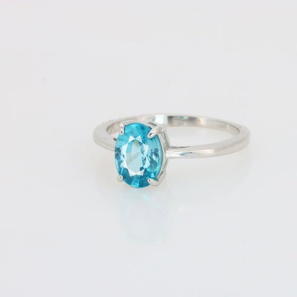 Anillo de Circón Natural Azul en Plata 925 Certificada