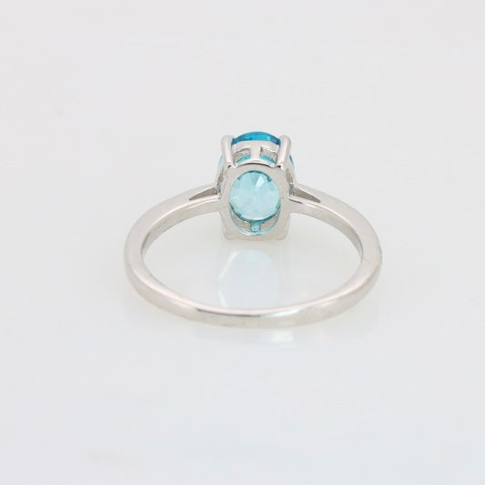 Anillo de Circón Natural Azul en Plata 925 Certificada