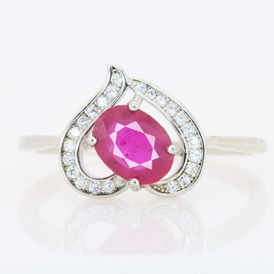 Bague en argent 925 avec rubis birman naturel