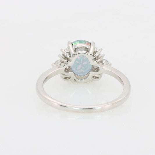 Bague ovale multicolore en topaze mystique du Sud, Brésil