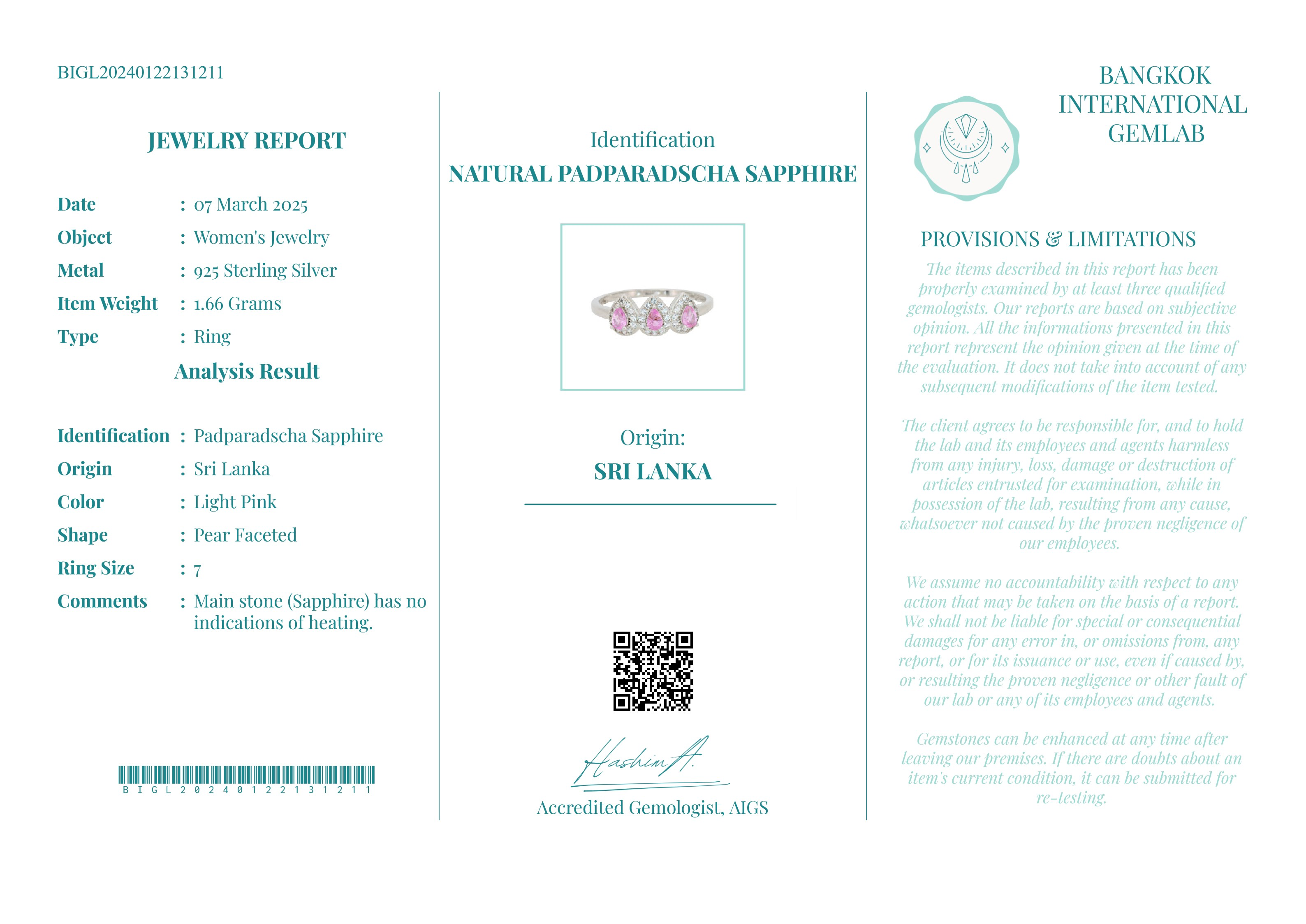 Pinky Dawn – Anel de Prata 925 com Safiras Padparadscha Naturais do Sri Lanka