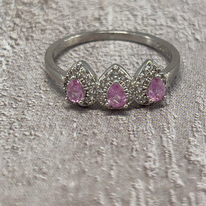 Pinky Dawn – Bague en argent 925 avec saphirs Padparadscha naturels du Sri Lanka