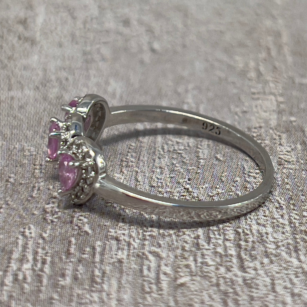 Pinky Dawn – Anel de Prata 925 com Safiras Padparadscha Naturais do Sri Lanka