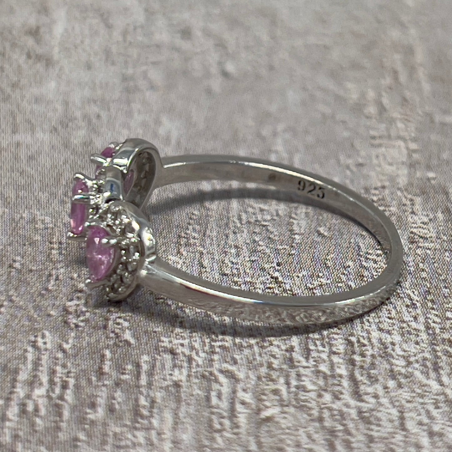 Pinky Dawn – Bague en argent 925 avec saphirs Padparadscha naturels du Sri Lanka