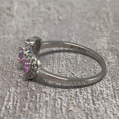 Pinky Dawn – Bague en argent 925 avec saphirs Padparadscha naturels du Sri Lanka