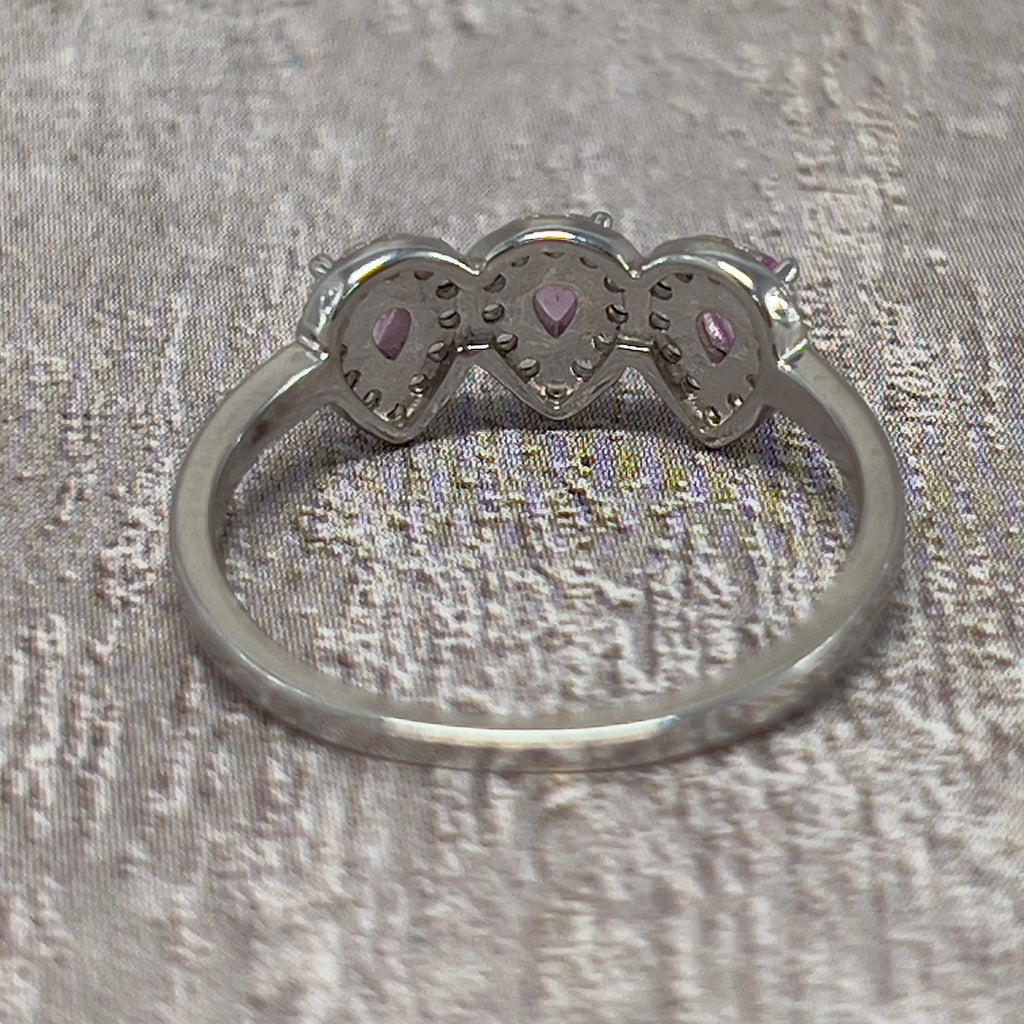 Pinky Dawn – Anel de Prata 925 com Safiras Padparadscha Naturais do Sri Lanka