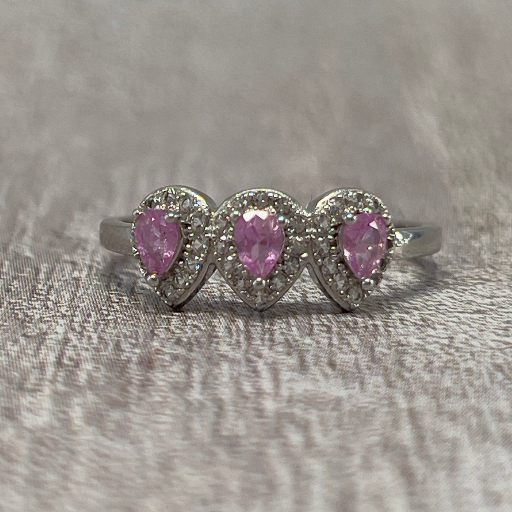 Pinky Dawn – Anel de Prata 925 com Safiras Padparadscha Naturais do Sri Lanka