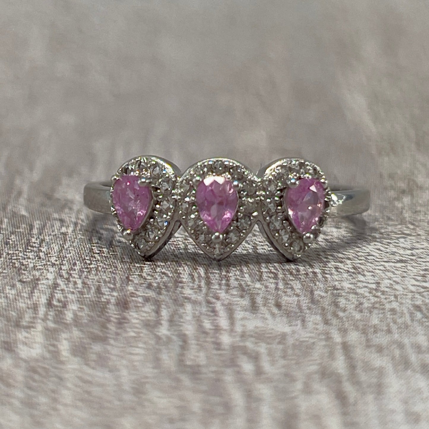 Pinky Dawn – Bague en argent 925 avec saphirs Padparadscha naturels du Sri Lanka