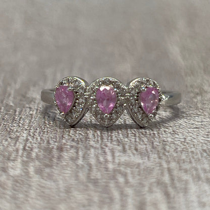 Pinky Dawn – Bague en argent 925 avec saphirs Padparadscha naturels du Sri Lanka