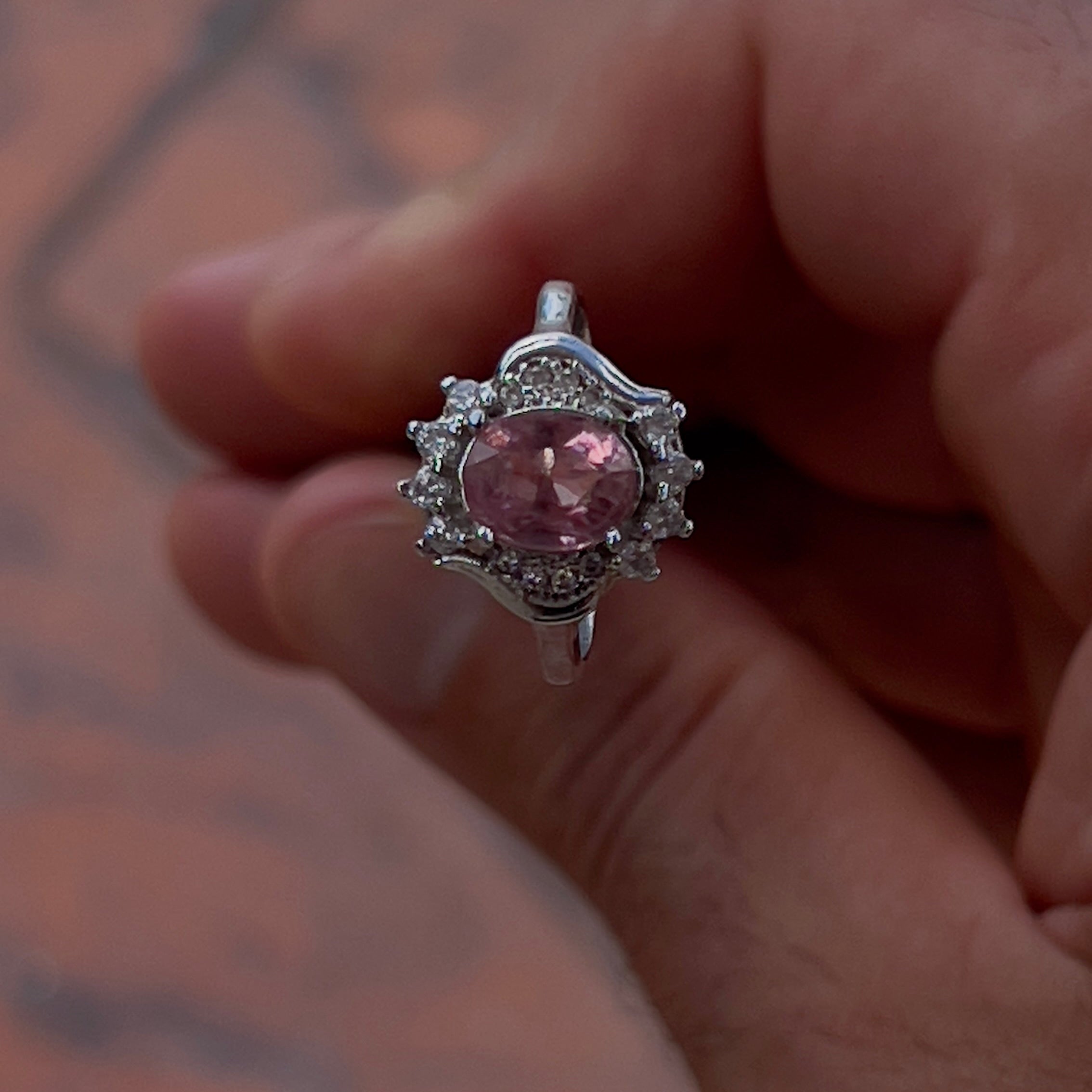 Anel de Turmalina Natural Rosa da Calma e Prata 925