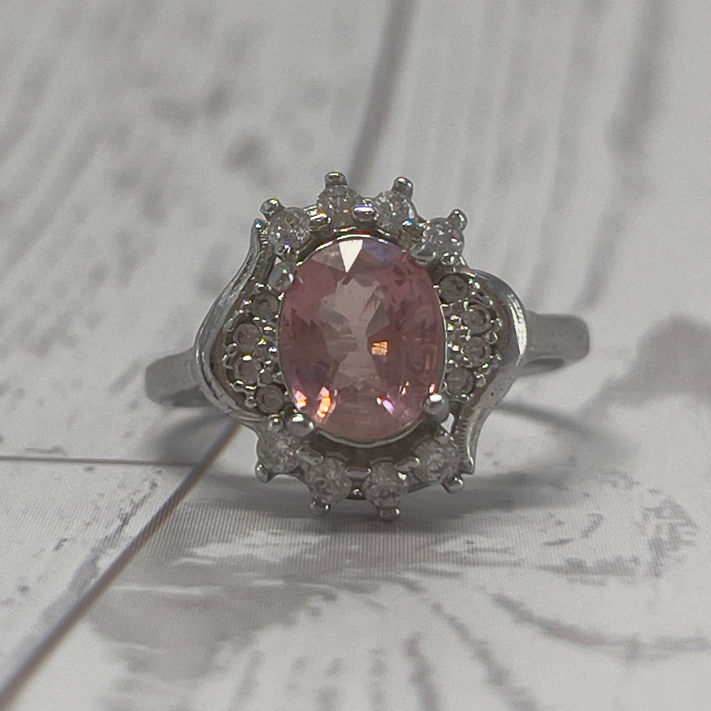 Anel de Turmalina Natural Rosa da Calma e Prata 925