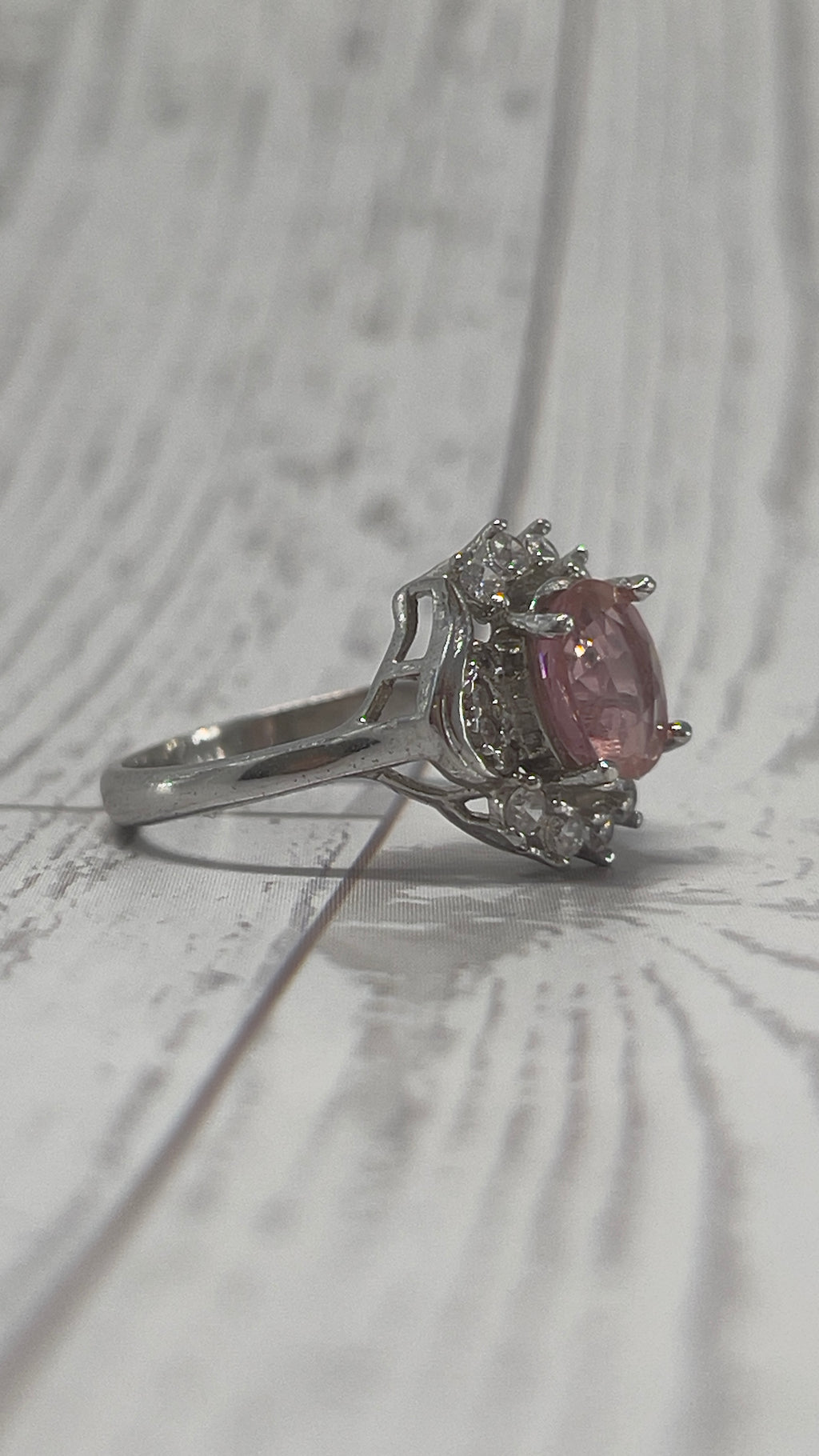 Anel de Turmalina Natural Rosa da Calma e Prata 925