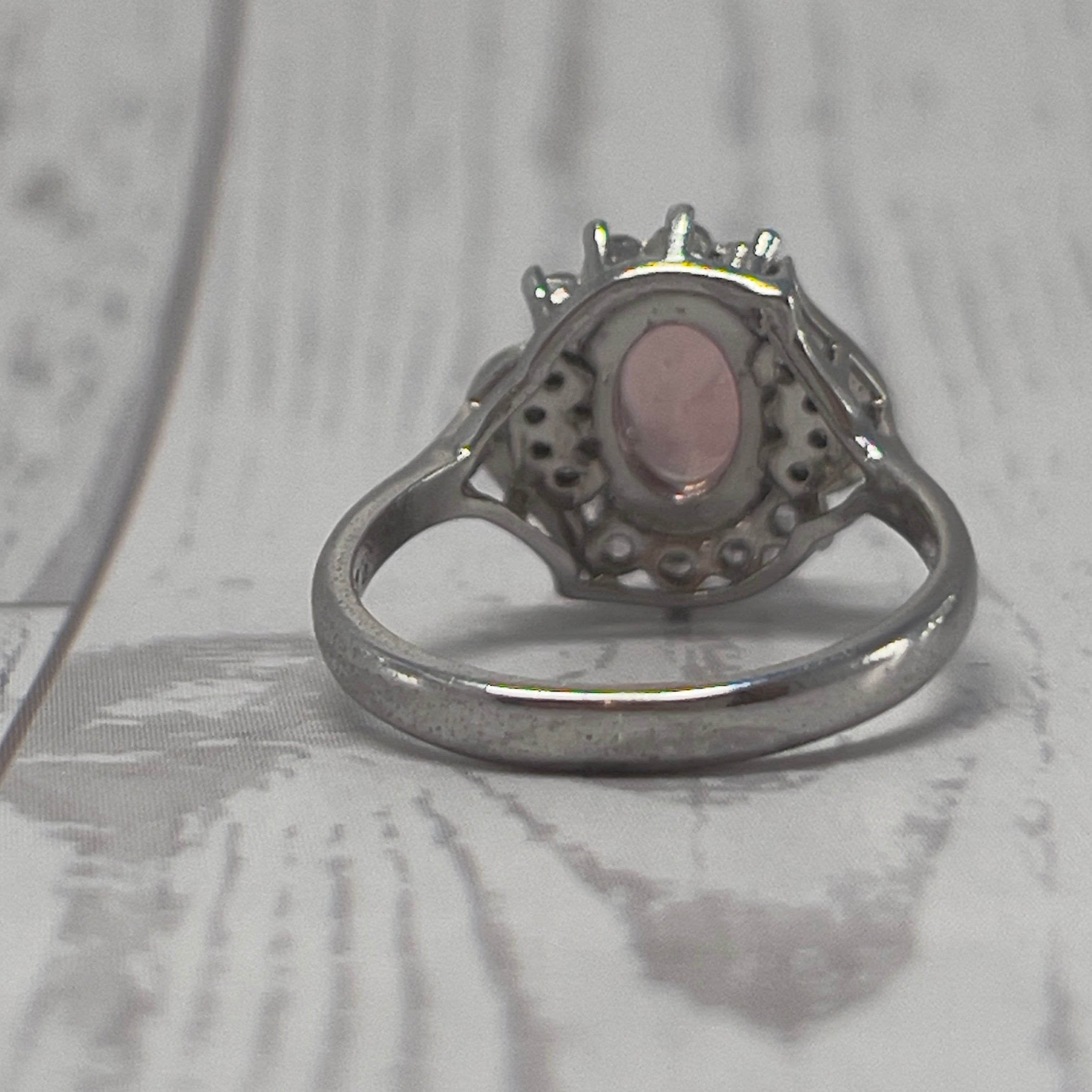 Anel de Turmalina Natural Rosa da Calma e Prata 925