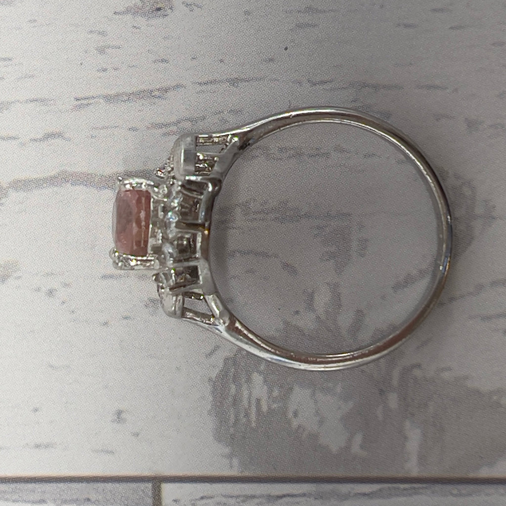 Anel de Turmalina Natural Rosa da Calma e Prata 925