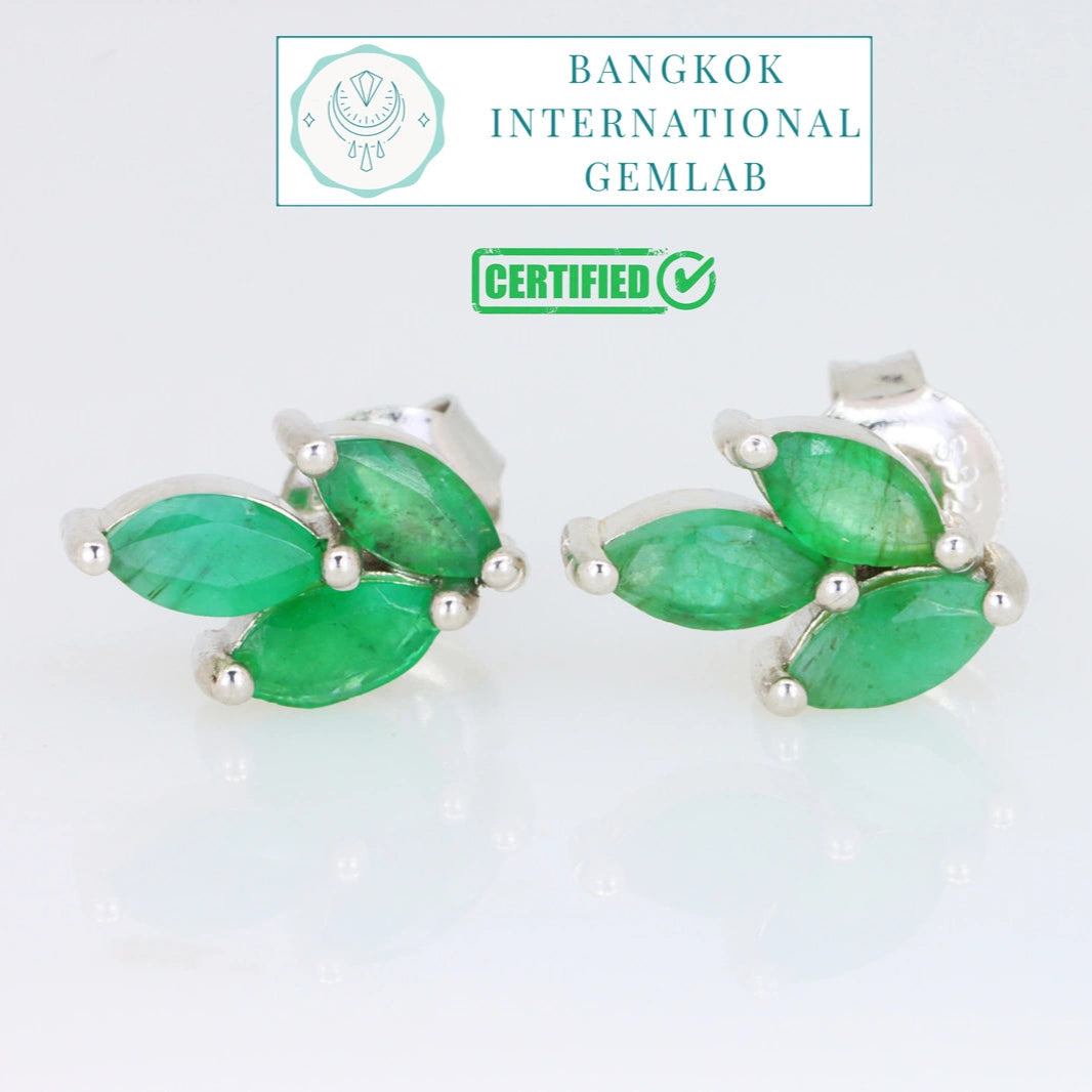 Aretes de Esmeraldas Naturales de Zambia en Plata 925