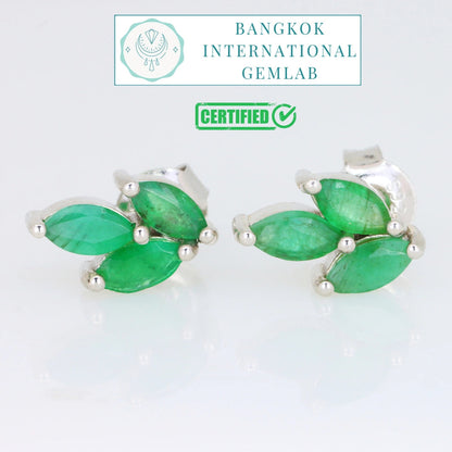 Aretes de Esmeraldas Naturales de Zambia en Plata 925