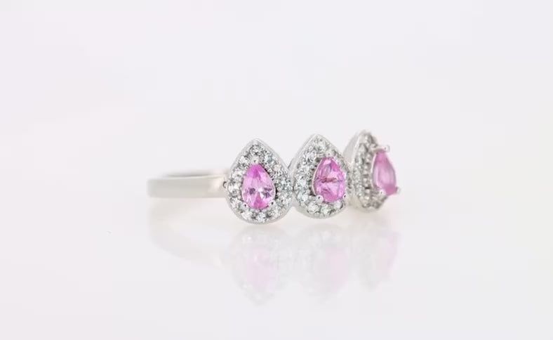 Pinky Dawn – Anel de Prata 925 com Safiras Padparadscha Naturais do Sri Lanka